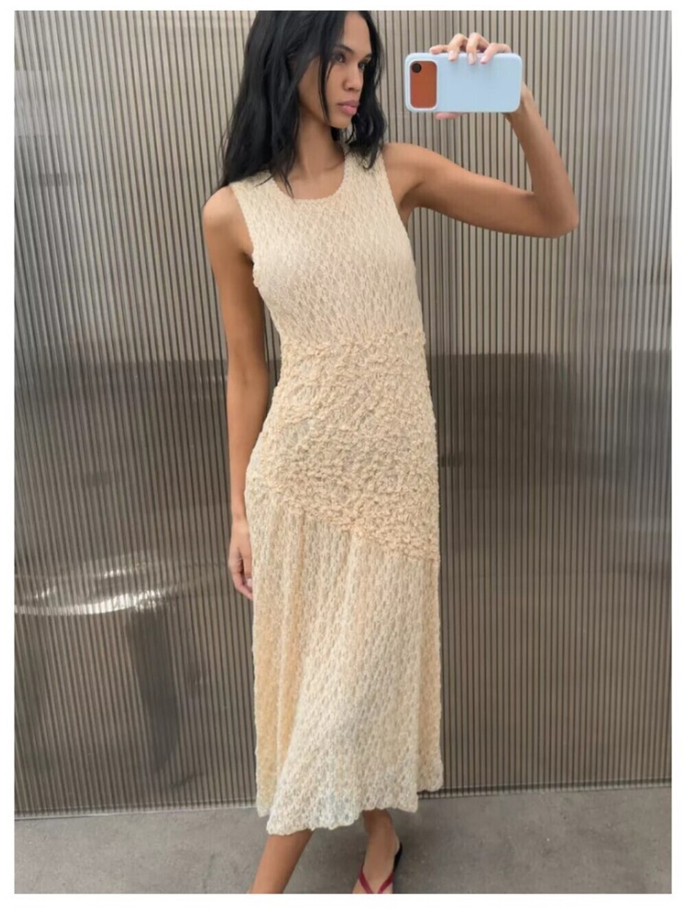 Zara Gathered Lace Midi Dress Is - Picture 9 of 13